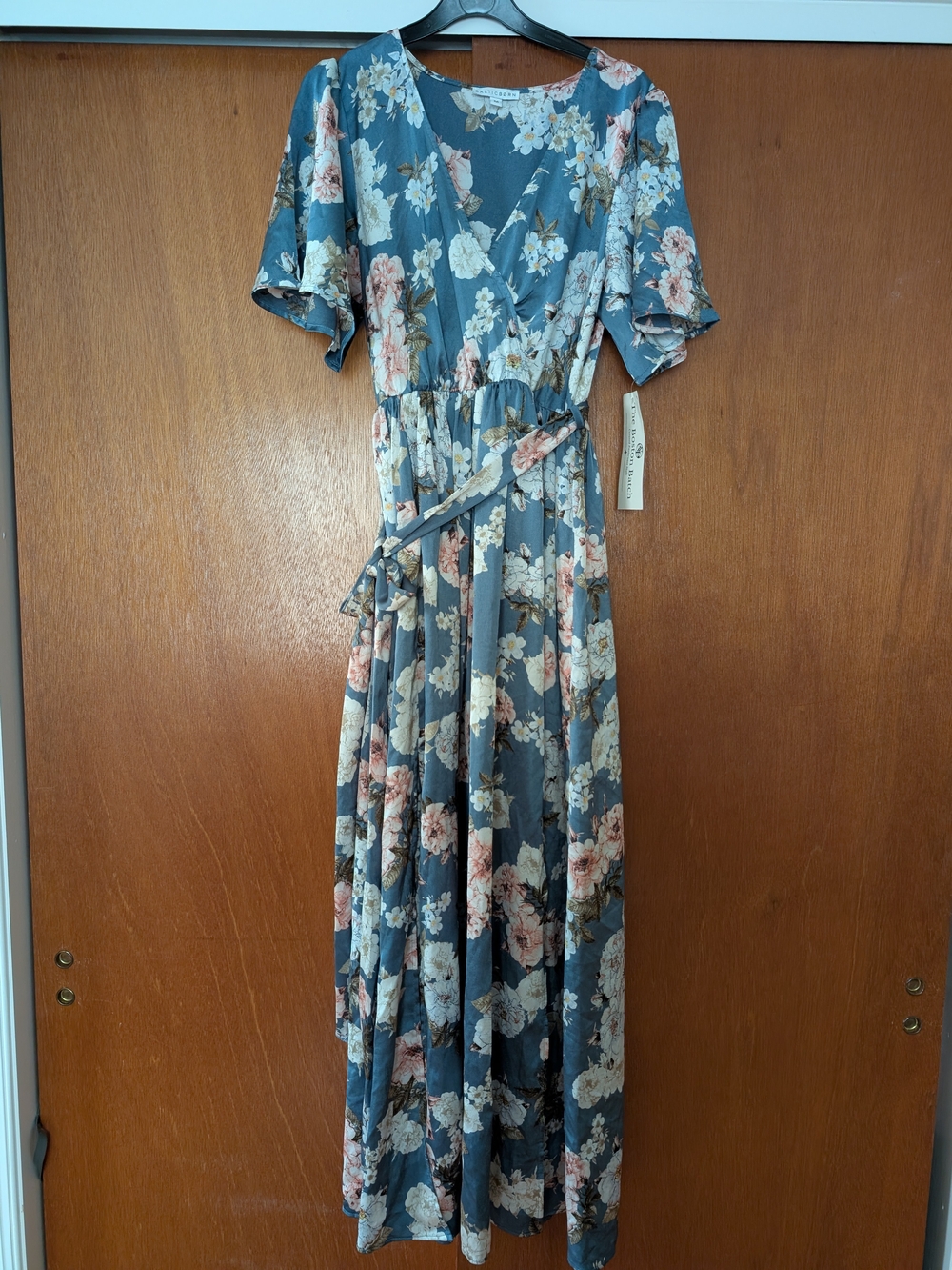NEW Baltic Born Boston Collection Blue Floral Wrap Maxi Dress